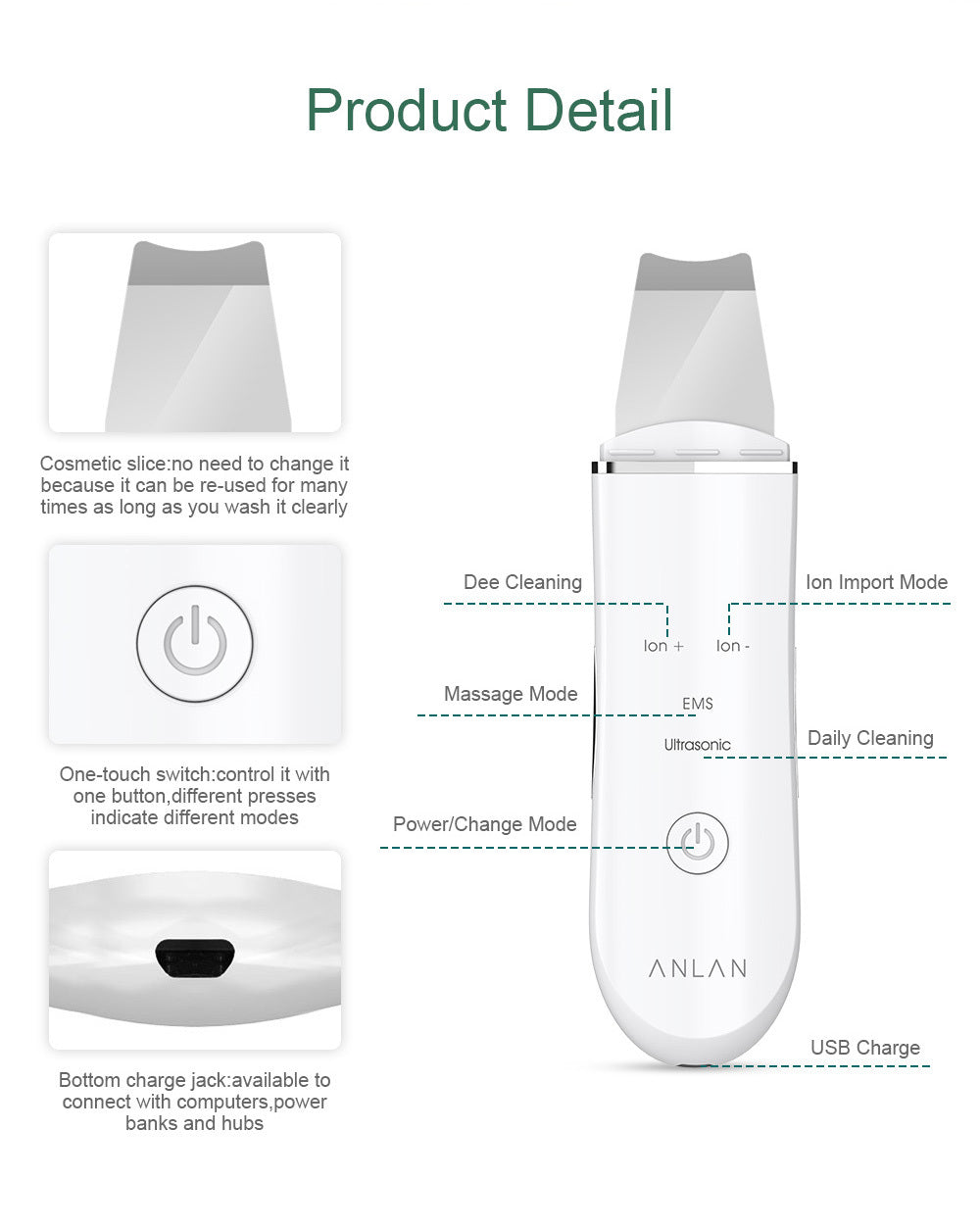 Ultrasonic Skin Scrubber Deep Face Cleaning Machine