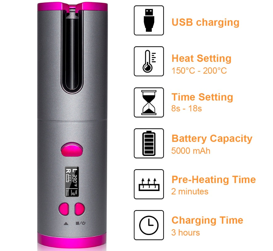 USB Curling Iron Wireless Multifunctional Charging Curler