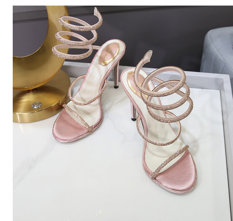 Rhinestone Ankle-strap Stiletto