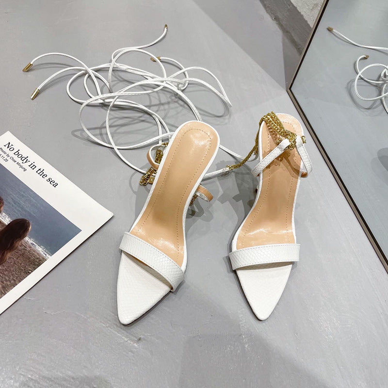 Metal Chain Strap Heels