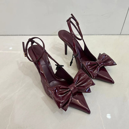 Red Bowknot Stiletto Sandals
