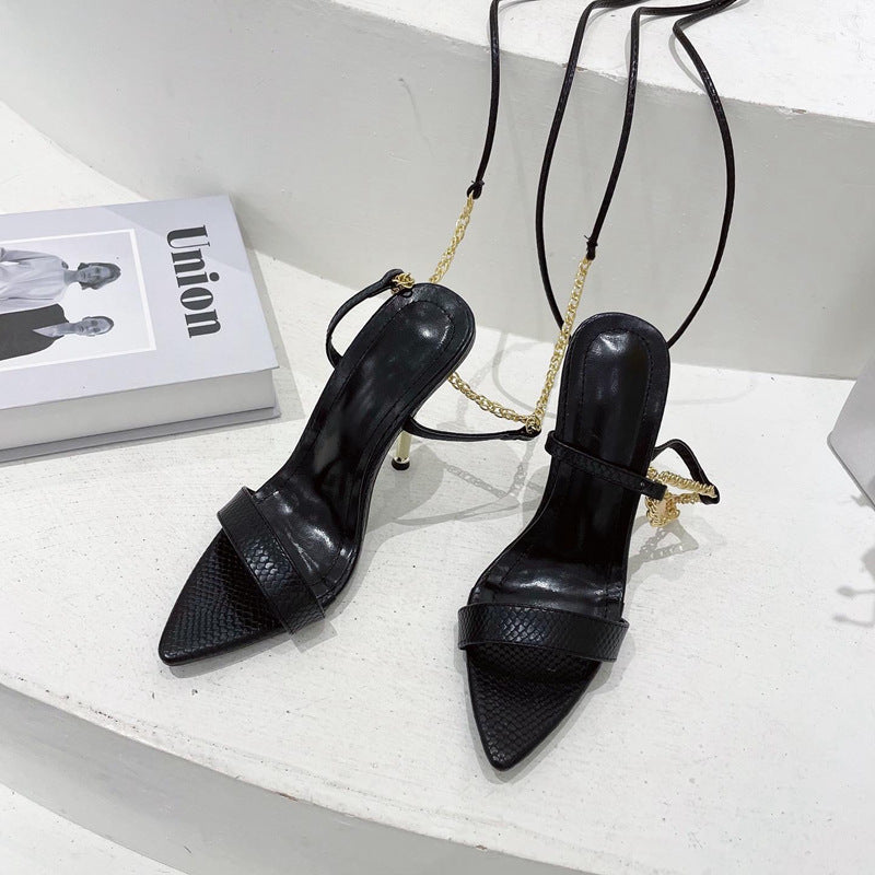 Metal Chain Strap Heels