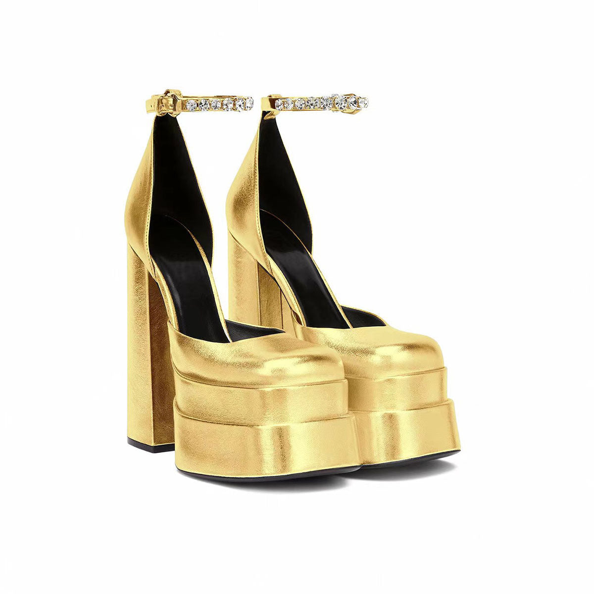 Square Buckled Chunky Heel