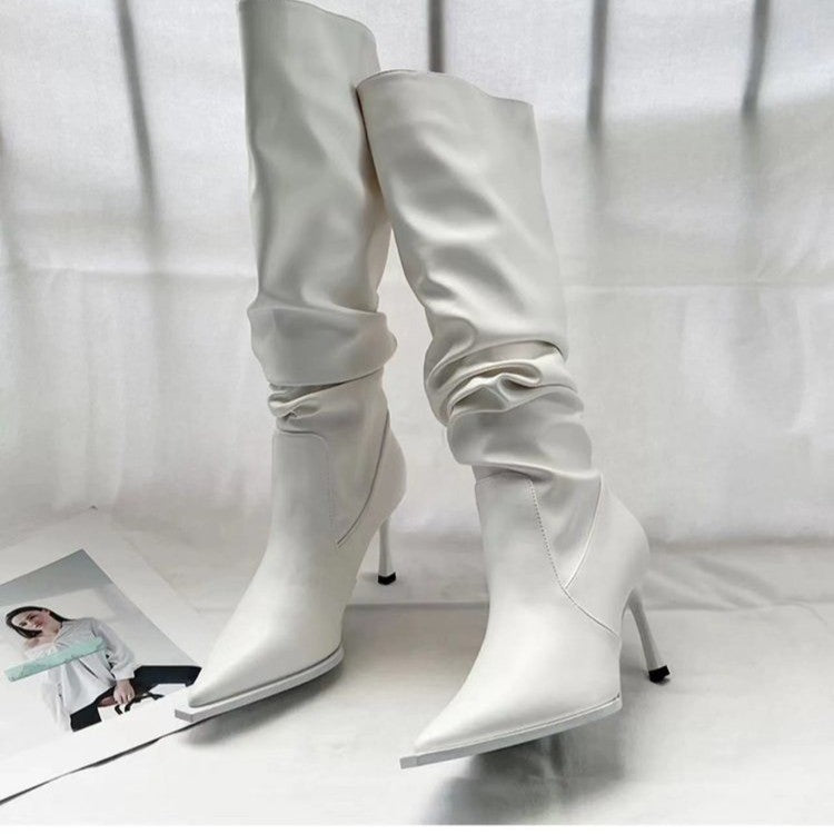 Gorg Pointed Pleated High Boots