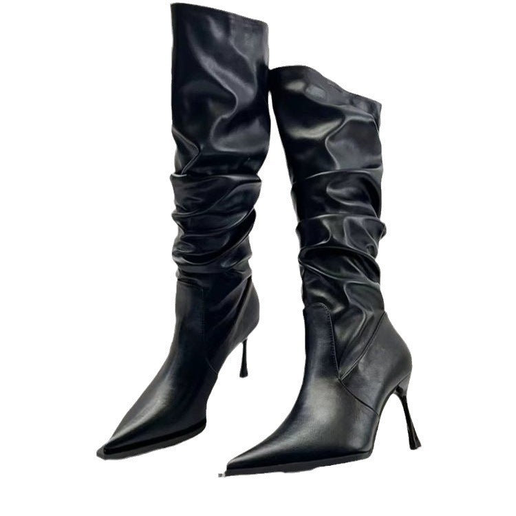 Gorg Pointed Pleated High Boots