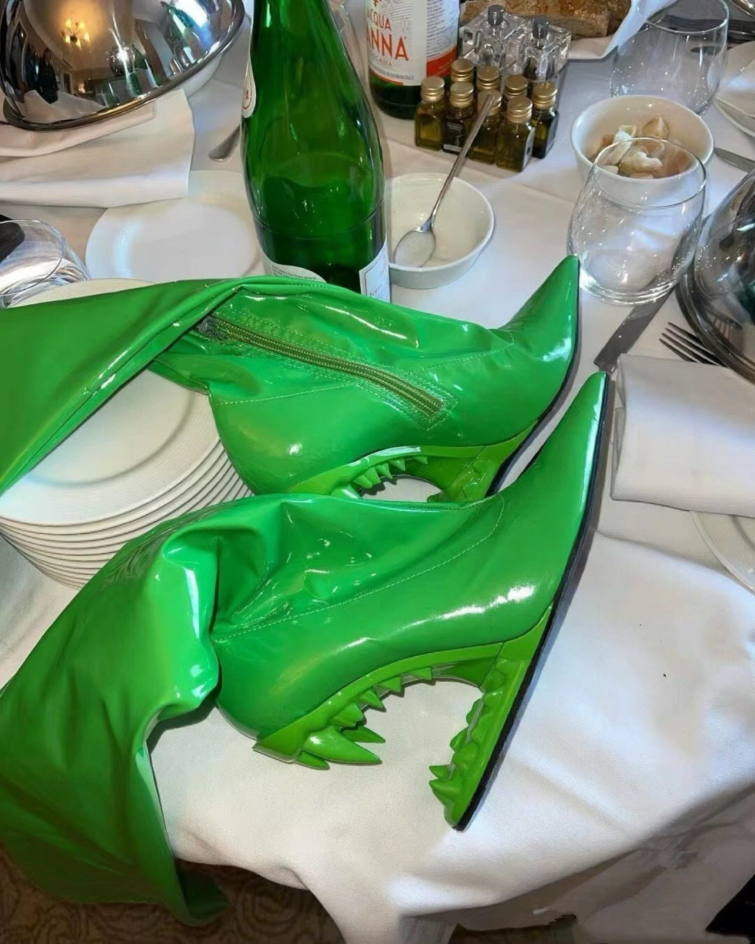 Shark Patent Leather Boots (Stretch)