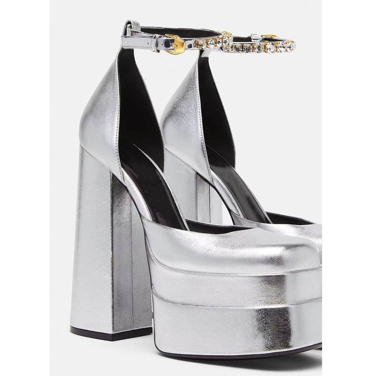 Square Buckled Chunky Heel