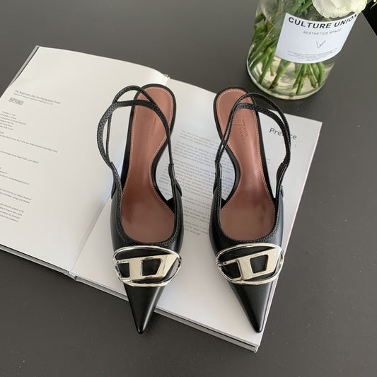 Shallow Back Slim Heel Pointed Heels