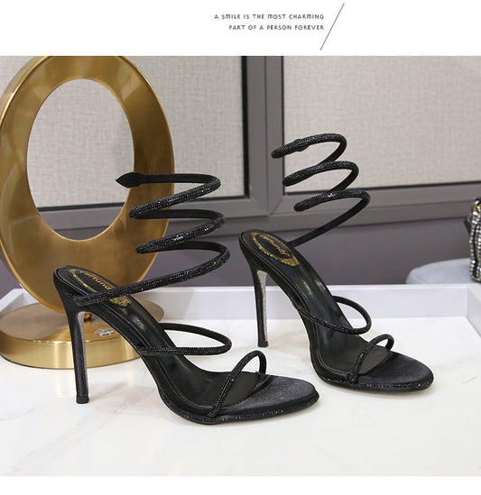 Rhinestone Ankle-strap Stiletto