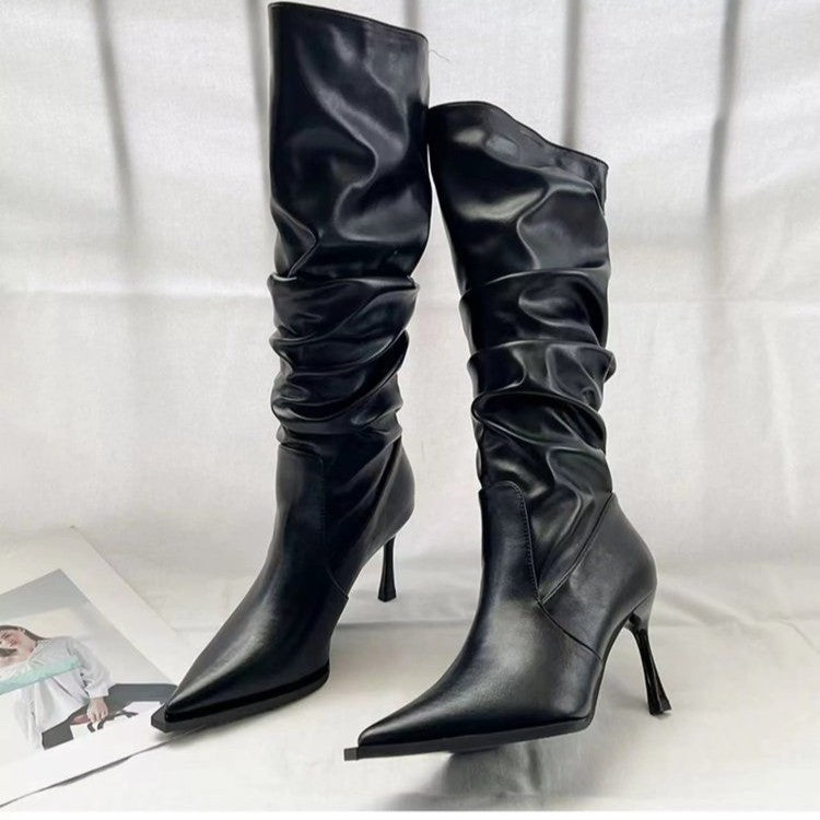 Gorg Pointed Pleated High Boots