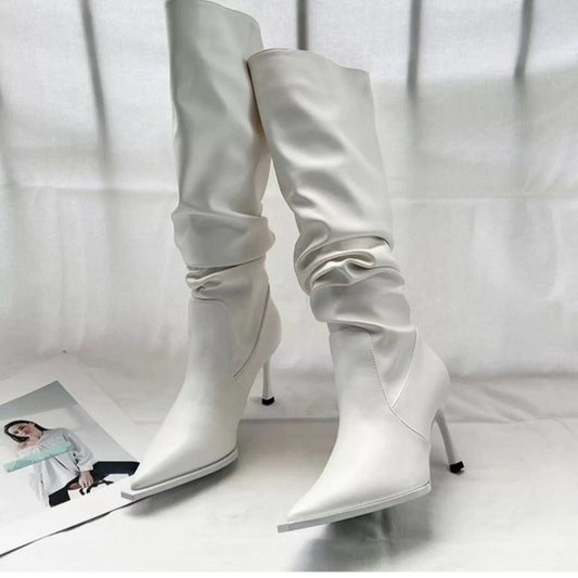 Gorg Pointed Pleated High Boots