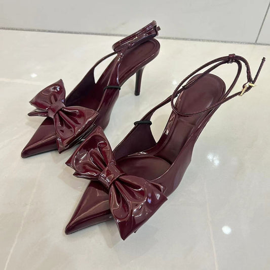 Red Bowknot Stiletto Sandals