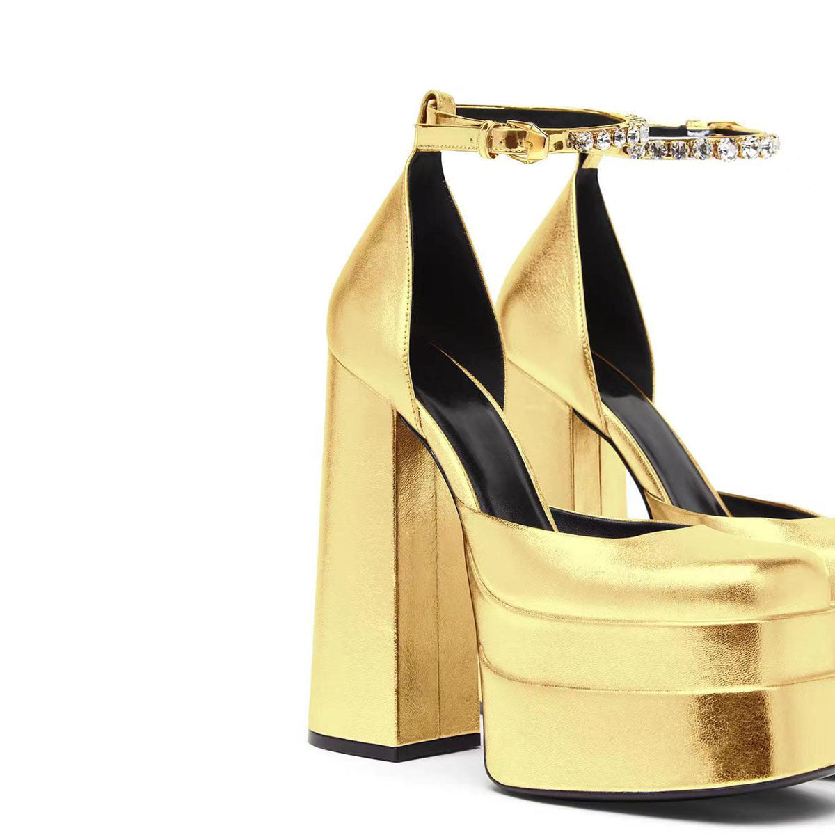 Square Buckled Chunky Heel