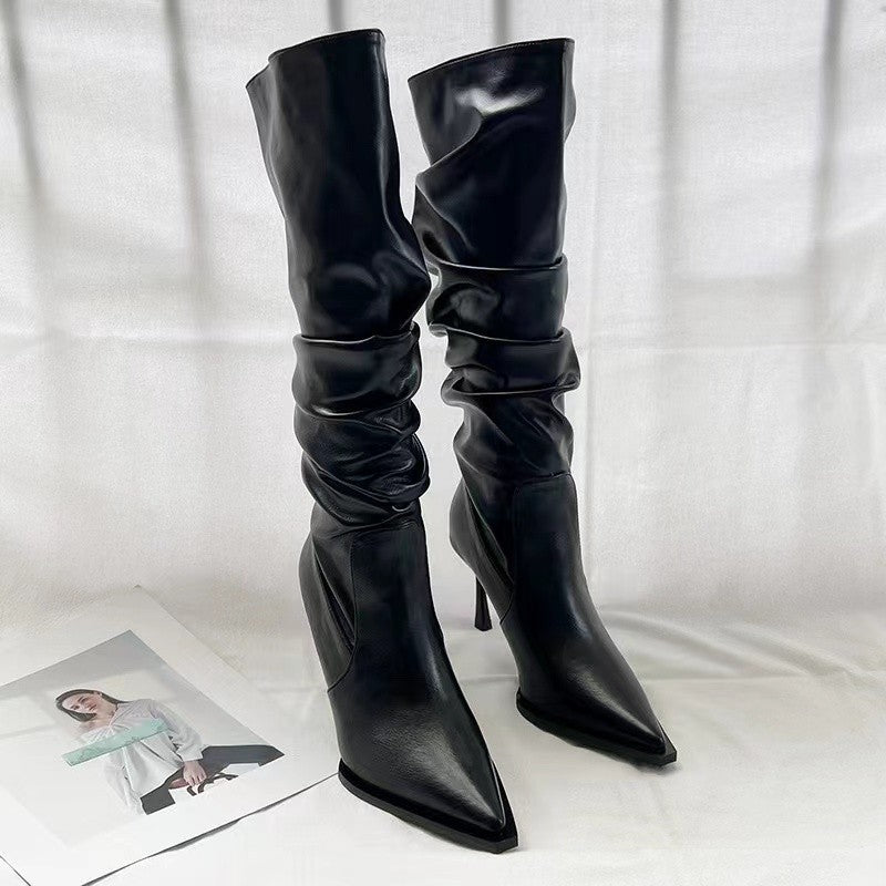 Gorg Pointed Pleated High Boots