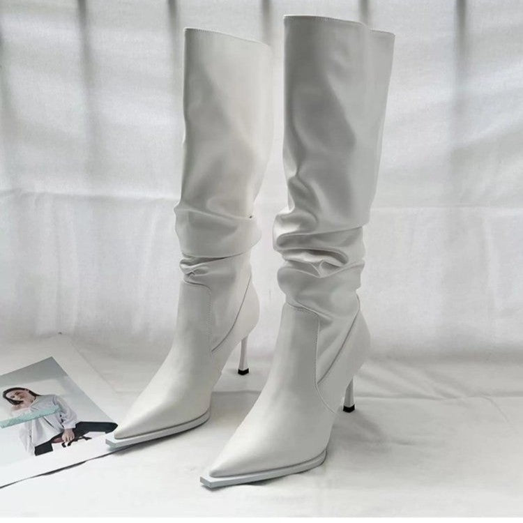 Gorg Pointed Pleated High Boots