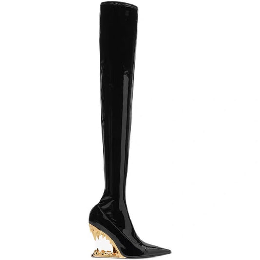 Shark Patent Leather Boots (Stretch)