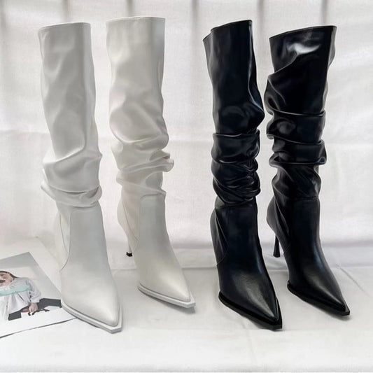 Gorg Pointed Pleated High Boots