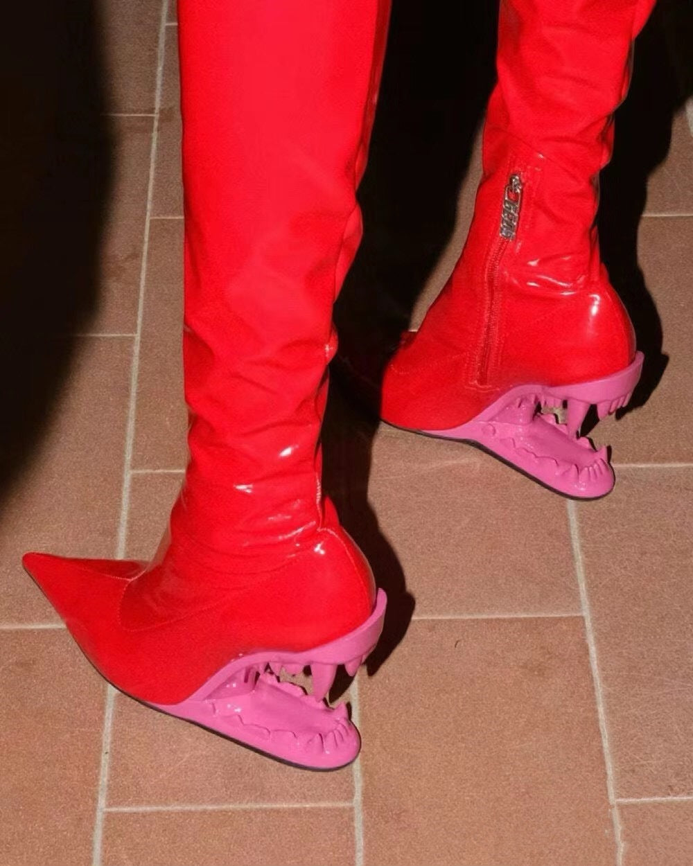 Shark Patent Leather Boots (Stretch)