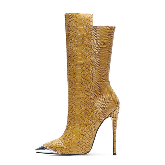 Snakeskin Heeled Ankle Boots