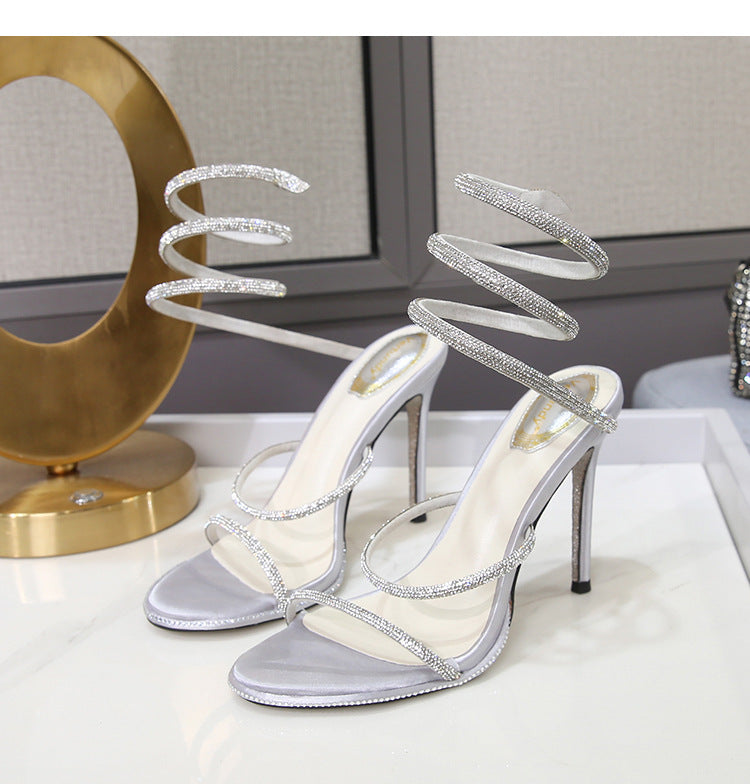 Rhinestone Ankle-strap Stiletto