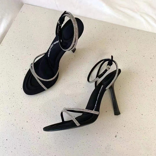 Rhinestone Cross Strap Stiletto